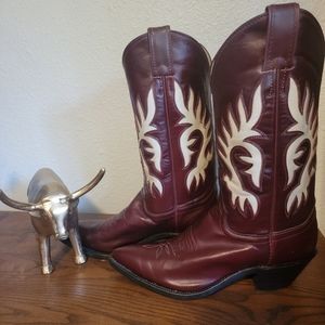 Justin Red and White 8.5B Cowboy Boots
